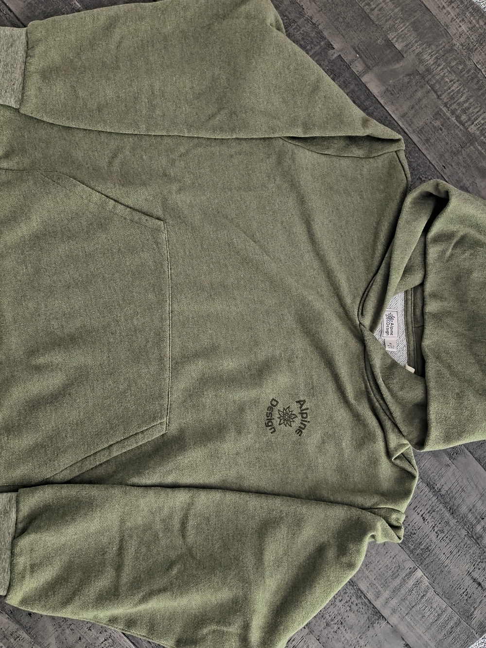 Alpine Design Olive Pullover Hoodie with Chest Logo